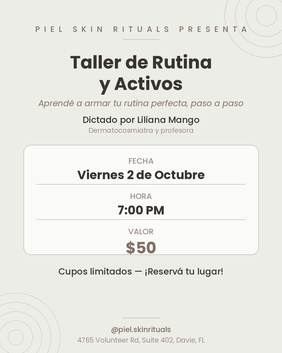 Detalles del Taller de Rutina y Activos